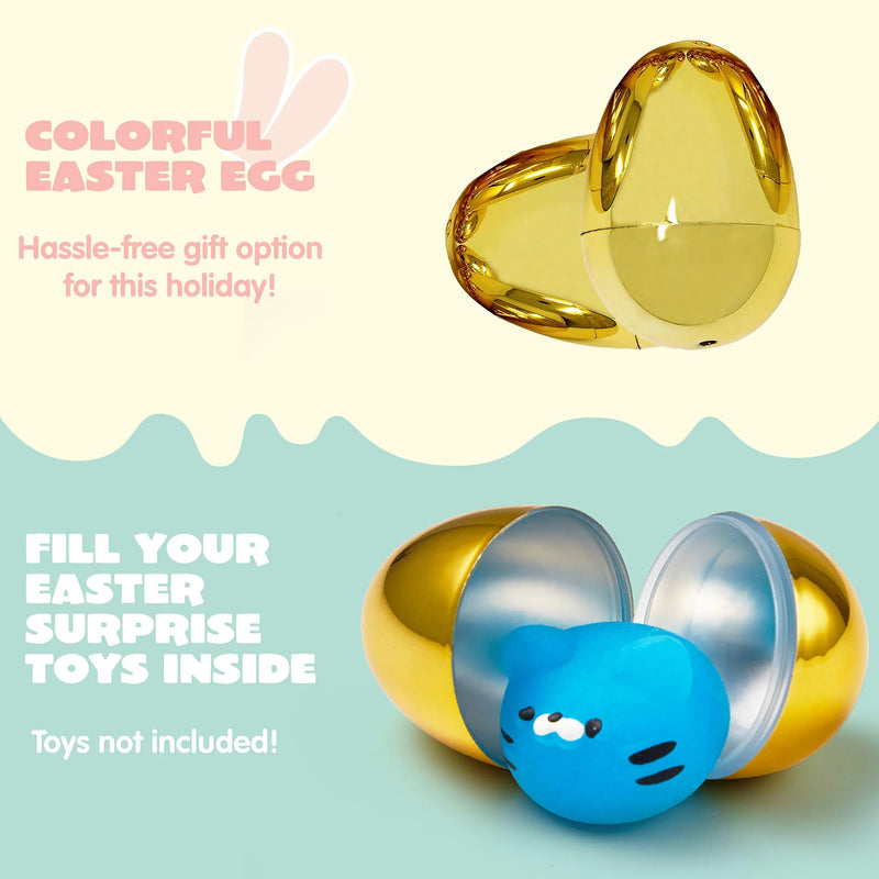 6Pcs 2.3in Golden Easter Egg Shells for Easter Egg Hunt