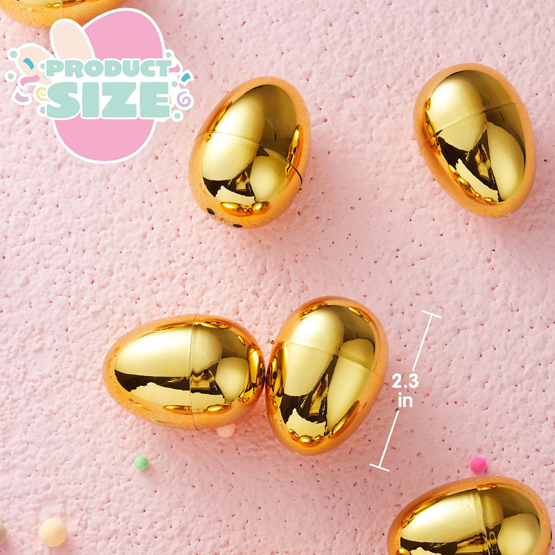 6Pcs 2.3in Golden Easter Egg Shells for Easter Egg Hunt