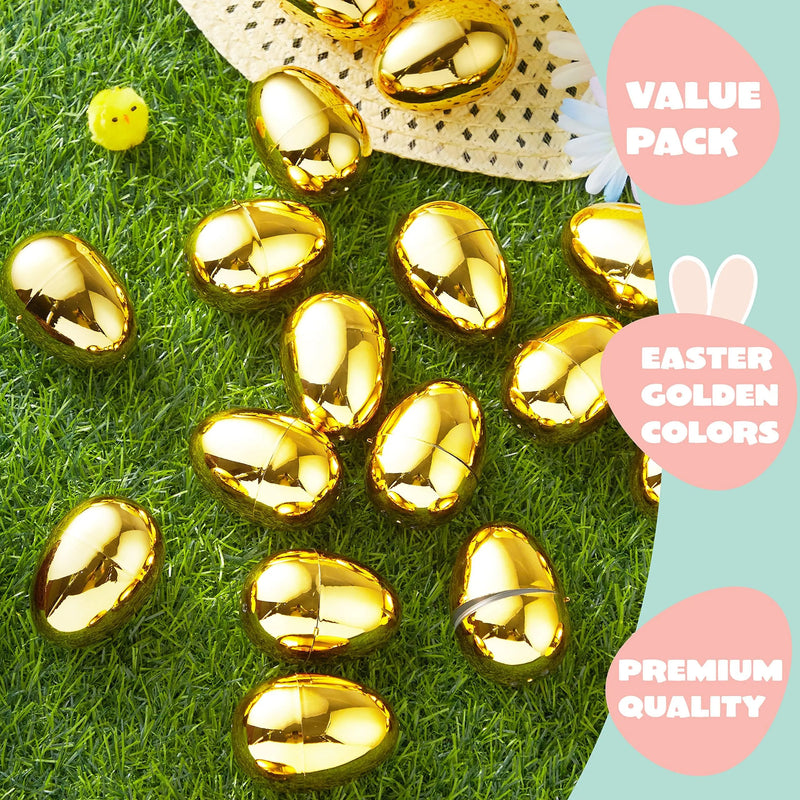 6Pcs 2.3in Golden Easter Egg Shells for Easter Egg Hunt