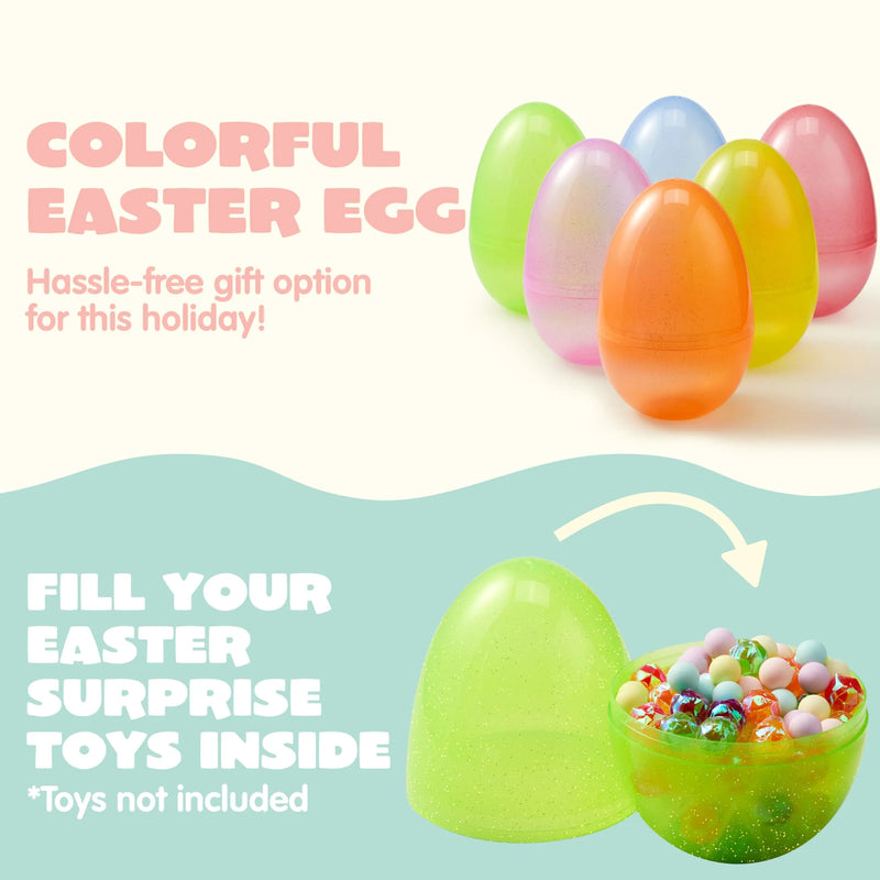 6Pcs 7in Jumbo Easter Translucent Plastic Bright Colorful Egg Shells for Easter Egg Hunt