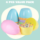 6Pcs Jumbo Plastic Easter Eggs Pastel Fillable Hunt Party Favors