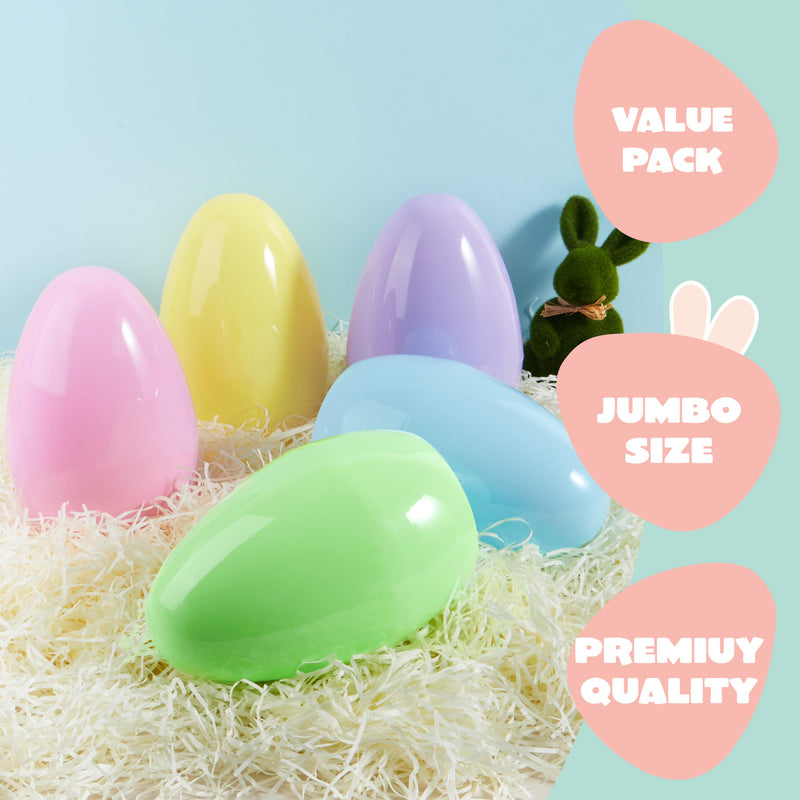 6Pcs 10 Inch Jumbo Pastel Plastic Easter Eggs Fillable for Easter Egg