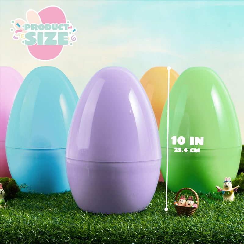 6Pcs 10 Inch Jumbo Pastel Plastic Easter Eggs Fillable for Easter Egg