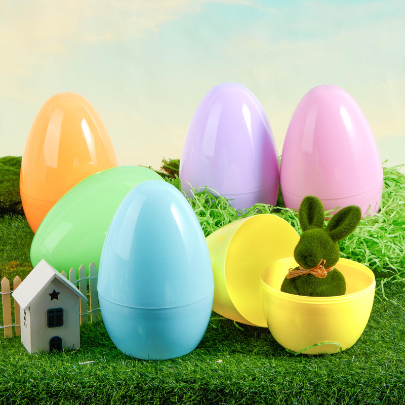 6Pcs 10 Inch Jumbo Pastel Plastic Easter Eggs Fillable for Easter Egg