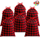 6Pcs Reusable Christmas Fabric Drawstring Gift Bags 19in x 14.5in