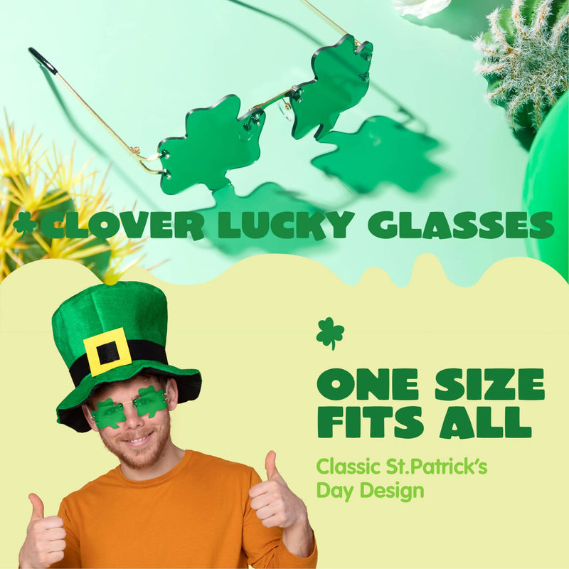6Pcs St. Patricks Day Shamrock Glasses Metal Frame