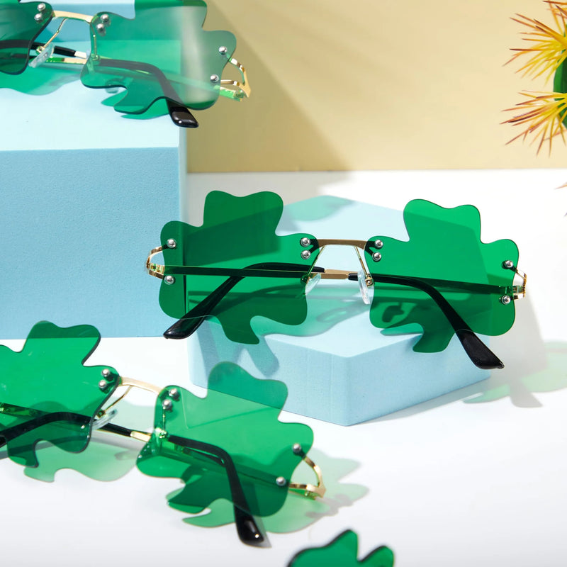 6Pcs St. Patricks Day Shamrock Glasses Metal Frame