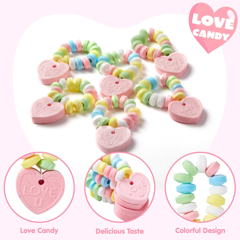 6Pcs Valentine’s Day Candy Bracelets 2.12OZ, Individually Wrapped