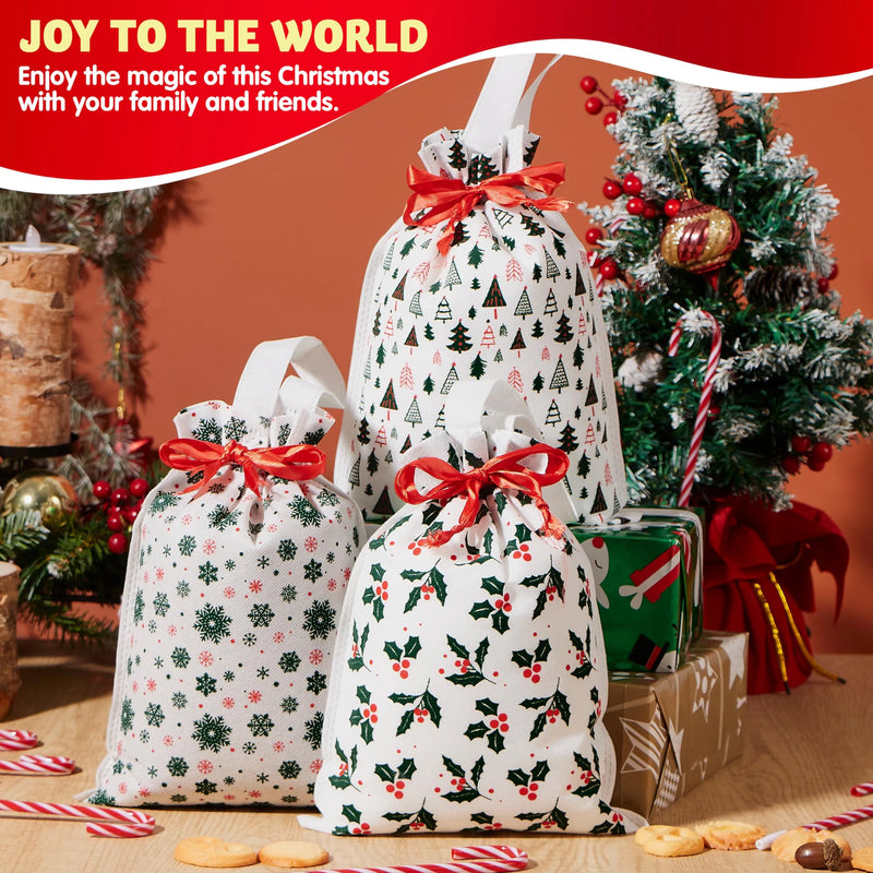 6 Pieces Christmas Drawstring Gift Bags for Party Decoration