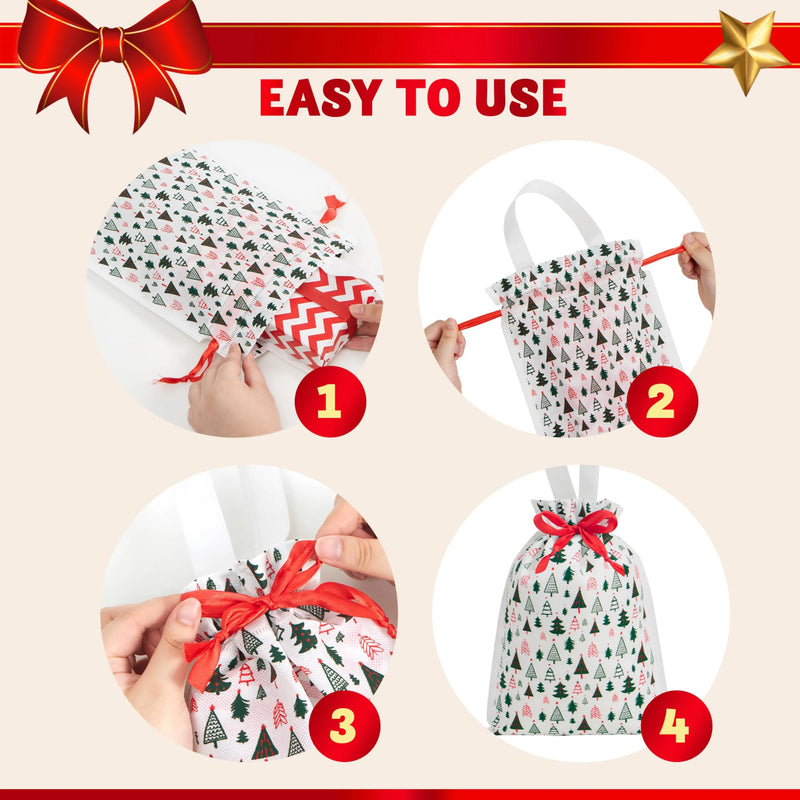 6 Pieces Christmas Drawstring Gift Bags for Party Decoration