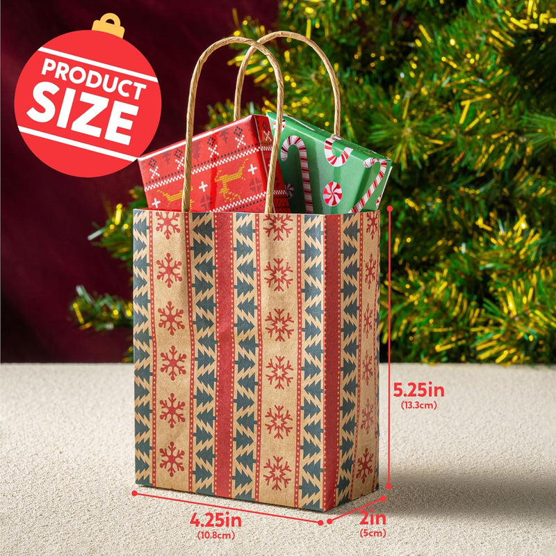 24 PCS Christmas Kraft Gift Bags with Handles