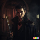 Halloween Staff, Elegant Vintage Gold Walking Cane Prop Stick