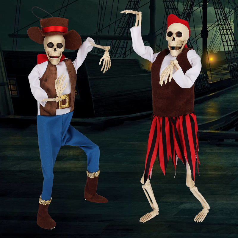 16in Halloween Full Body Pirate Skeleton, 2 Pcs