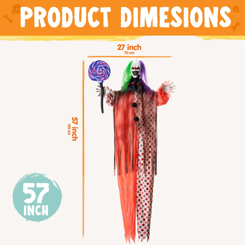 53" Halloween Hanging Clown Decorations Outdoor