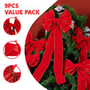 9PCS Big Red Velvet Christmas Bows