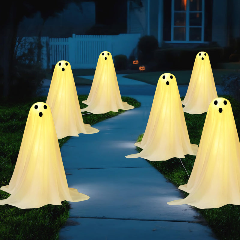 6 Pcs Halloween Decorations Outdoor Ghosts Pathway Lights