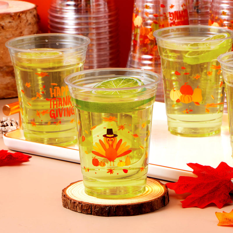 50 Pcs Thanksgiving Plastic Cups Disposable