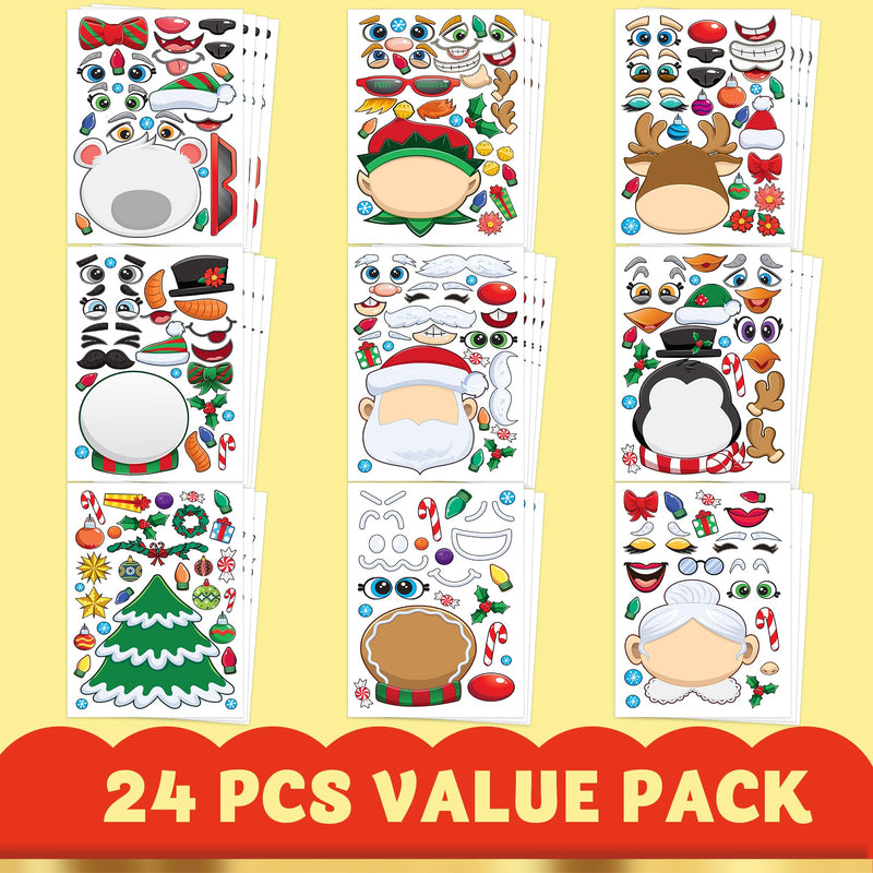 24 Pcs Christmas Make-a-face Stickers