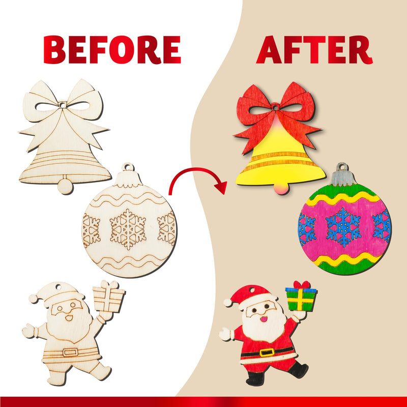 36 Pcs Christmas Wooden Hanging Ornaments Craft Kits