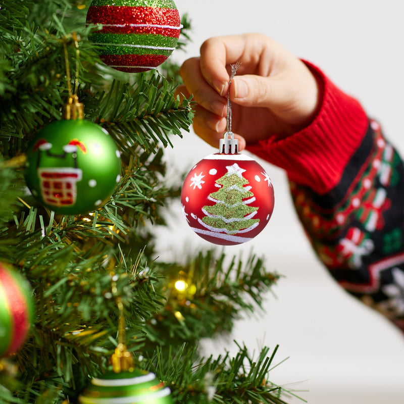 30 Pcs Red and Green Christmas Ball Ornaments Set, 2.36''