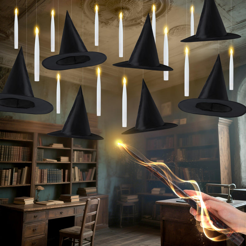 20Pcs Halloween Floating Candles and Witch Hat