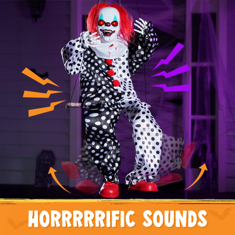 Halloween Hanging Swinging Animatronic Clown