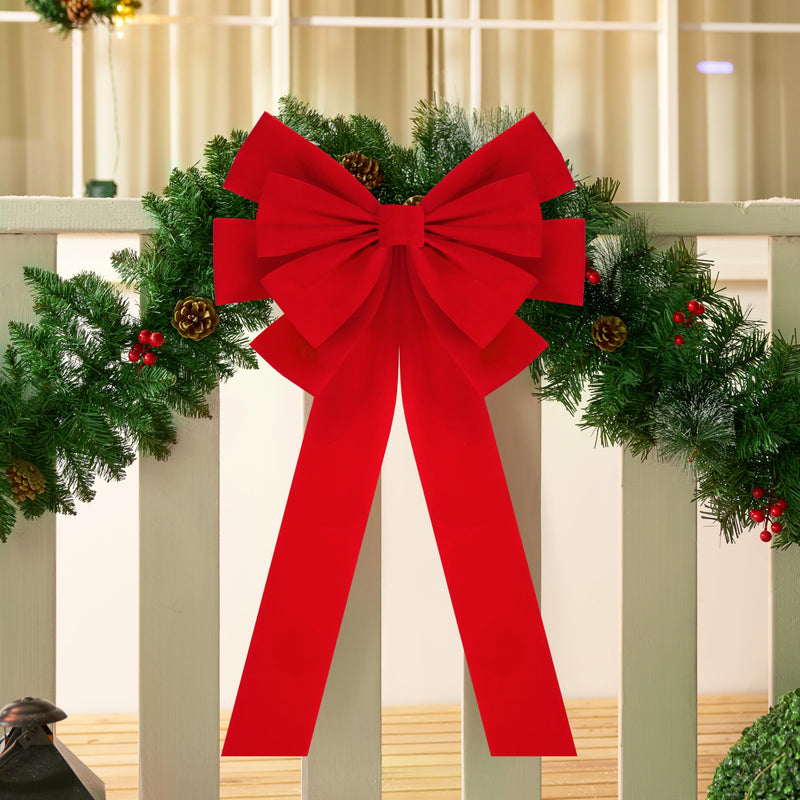 1PCS Extra Large Red Velvet Bow for Christmas 35" x 18"
