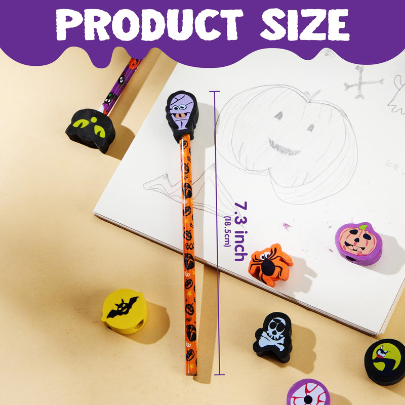 108PCS Halloween Pencils with Erasers Stationery Set