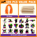120 Pcs Halloween Rainbow Scratch Art Crafts for Kid