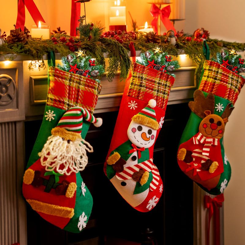 3 PCS 18" Christmas Stockings Set