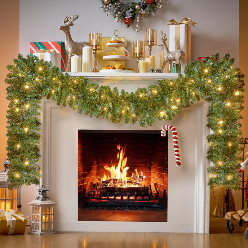 9Ft Christmas Garland Prelit with 50 Count Light