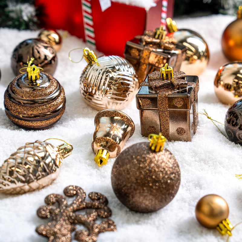 66 Pcs Brown Christmas Balls Ornaments Set