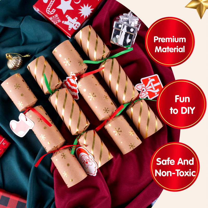 8Pcs Kraft Style Christmas Cracker Set