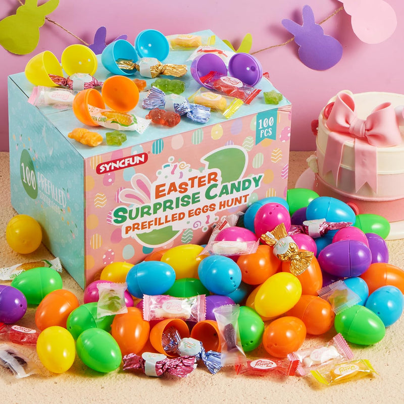 100 Pcs Prefilled Easter Eggs with Candy