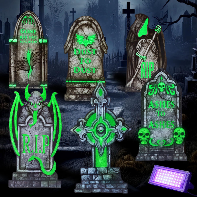 Halloween Decorations Outdoor Graveyard Tombstones Fluorescent