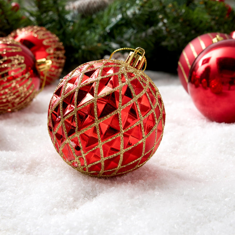 12 Pcs 3.15'' Red Gold Christmas Balls Ornaments Set