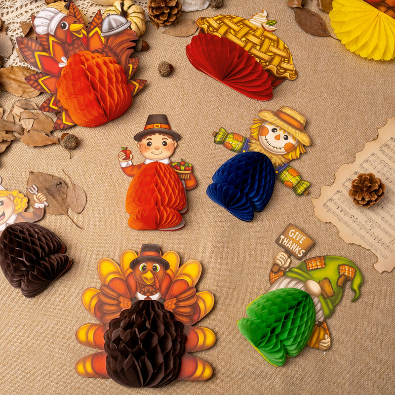 9 Pcs Thanksgiving Honeycomb Decorations Set