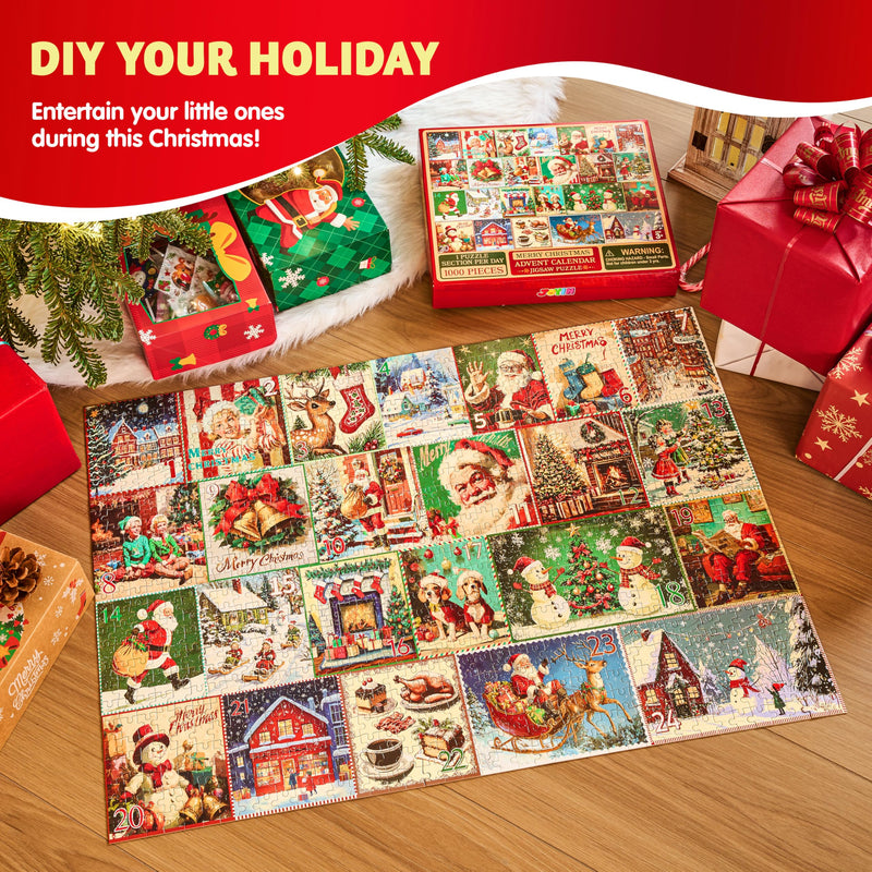 1000 PCS 24 Days Christmas Advent Calendar Puzzles