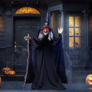 6ft Halloween Animatronics Witch with Cane
