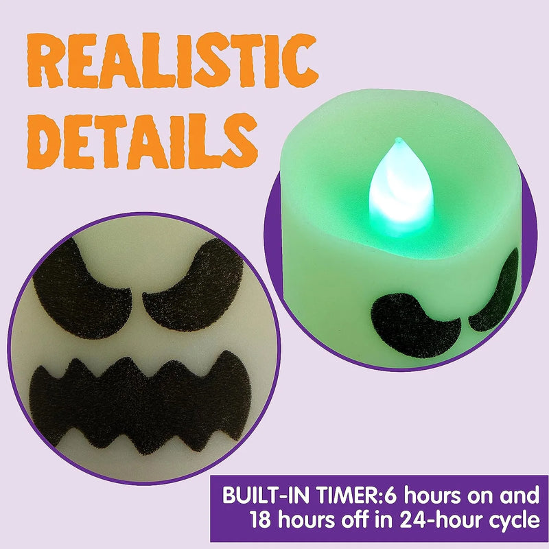 6Pcs 1.5in*2in LED Color Changing Halloween Flameless Candles with Remote Timer