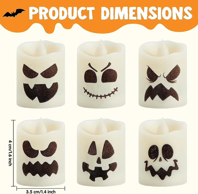 6Pcs 1.5in*2in LED Color Changing Halloween Flameless Candles with Remote Timer