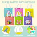 JOYIN 36 Pack Easter Non-Woven Gift Bags Cute Bunny Animal Easter Treat Bags for Kids Party Supplies Classroom Prizes