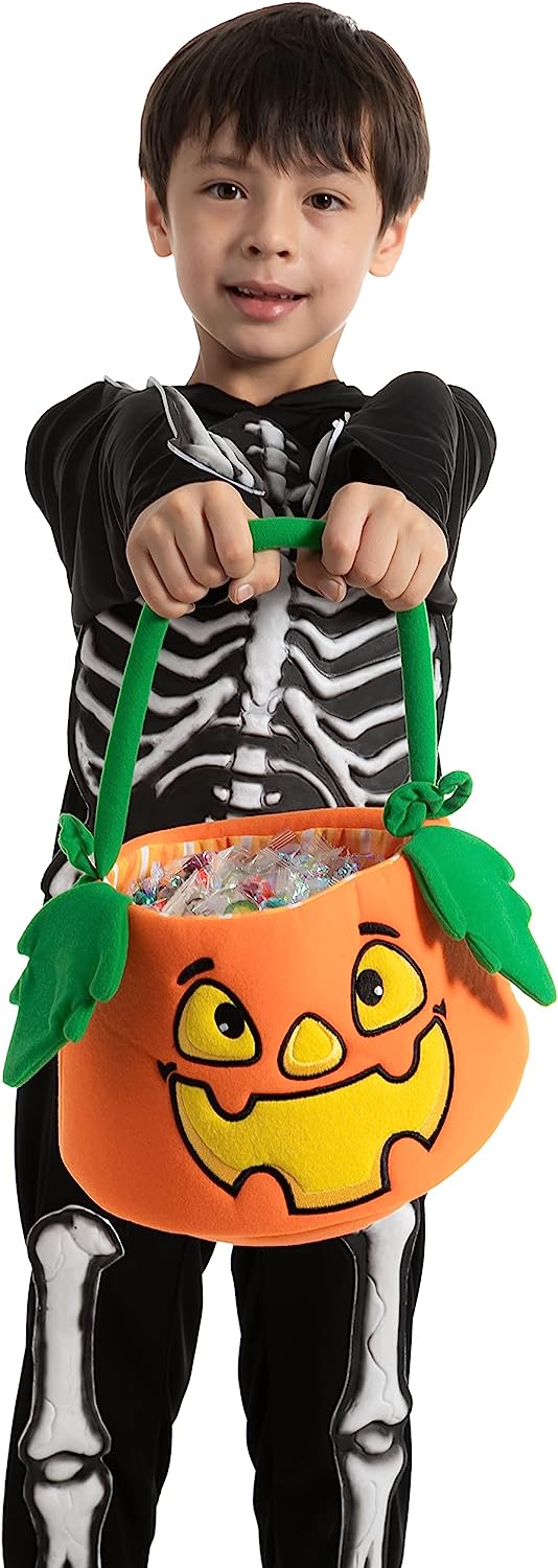 Pumpkin Halloween Plush Bucket with Handle