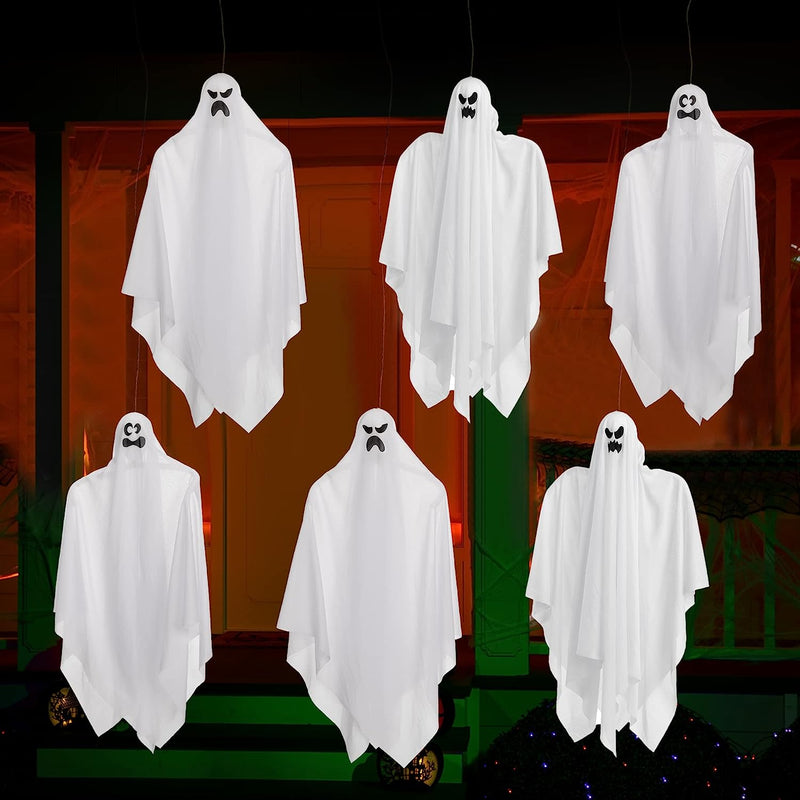 27in White Hanging Ghost, 6 Pcs