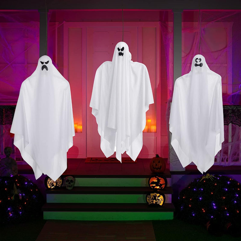 27in White Hanging Ghost, 6 Pcs