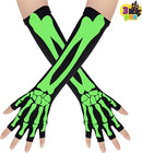 Halloween Fingerless Skeleton Glow in the Dark Gloves, 3 Pairs
