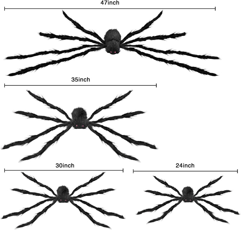 5 Pack Halloween Realistic Hairy Spiders Set