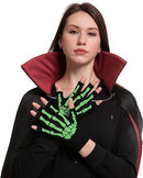 Glow in the Dark Short Skull Gloves,3 Pairs