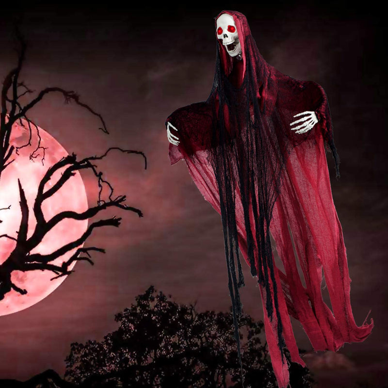 5.6 ft Spooky Hanging Skeleton (Red)