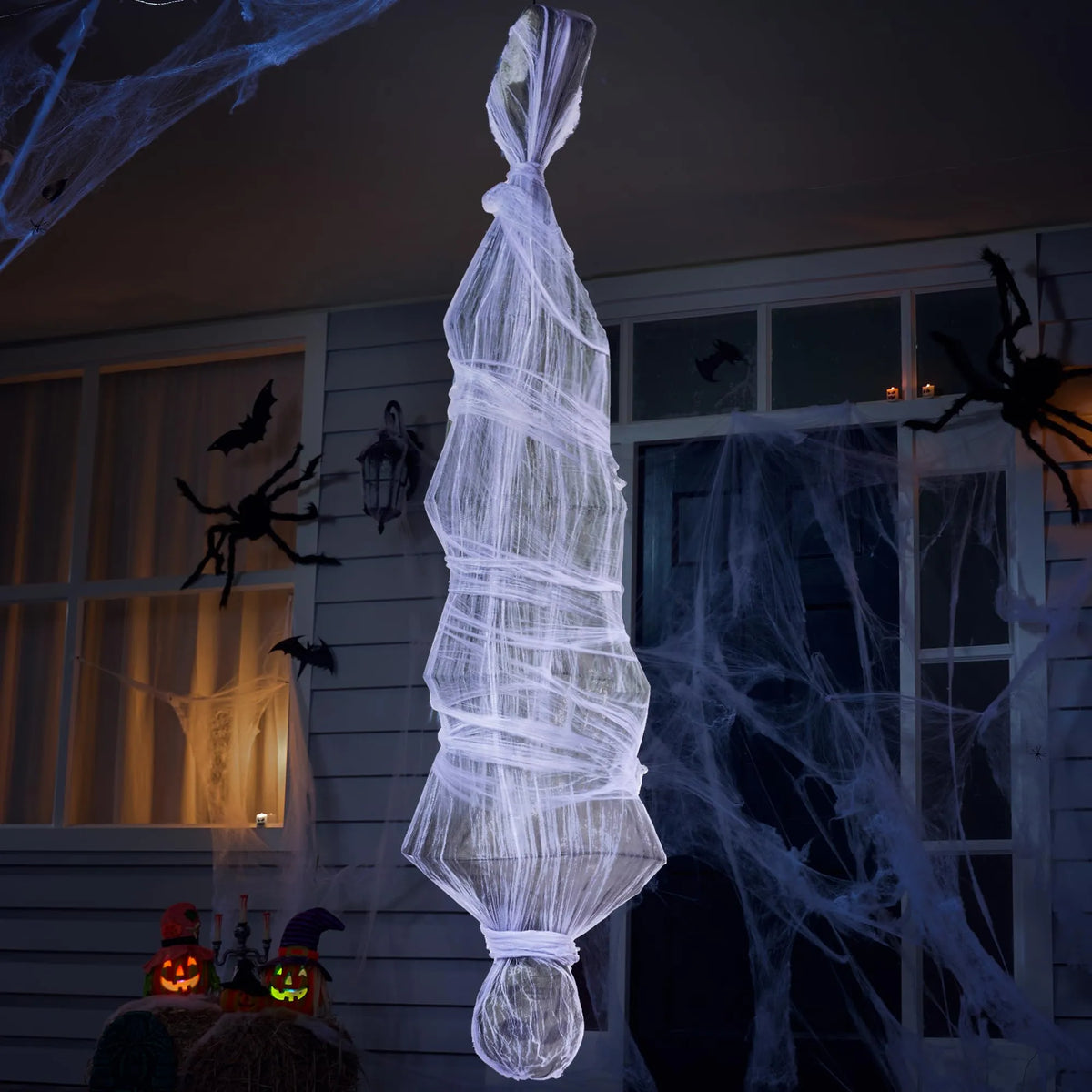 Décorations Halloween - Momie Suspendue Lumineuse De 119 Cm Avec Yeux Rouges, Pour Intérieur Et Extérieur Effrayant
